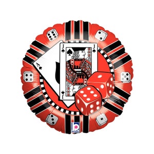Casino Chips Balloons 18&quot;, Gambling Balloons, Cards Balloon, Dice Balloon, Poker Balloons, Poker Party, Casino Themed Party, Blackjack