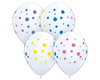 Five Colorful Polka Dots Balloons, Baby Shower Dots, Birthday Dots Balloon, Polka Dots Party, Polka Dot Birthday, Pastel Dots Balloon