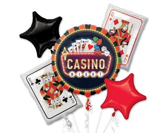 28" Casino Night Balloon Bouquet, Gambling Balloon, Poker Chip Balloon, Poker Themed, Las Vegas Party, Poker Birthday Party, Poker Cards