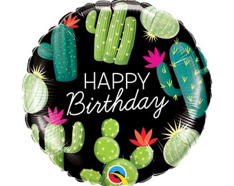 Happy Birthday Cactus Balloon 18", Fiesta Birthday, Cinco de Mayo, Taco Party Balloon, llama, Taco Themed, Fiesta Party, Sombrero Balloon