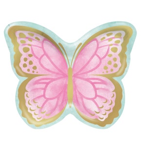 8 Shaped Butterfly Plates 9&quot;, Pastel Butterfly, Butterfly Party, Butterfly Baby Shower, Butterfly Birthday, Butterfly Decor, Fairy Party