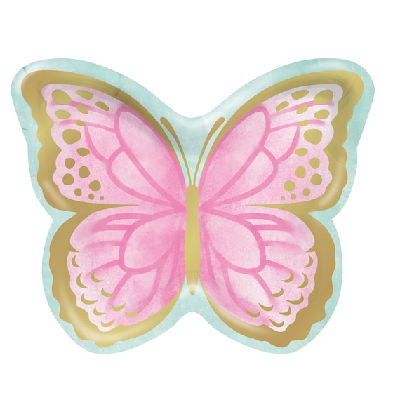 8 Shaped Butterfly Plates 9", Pastel Butterfly, Butterfly Party, Butterfly Baby Shower, Butterfly Birthday, Butterfly Decor, Fairy Party