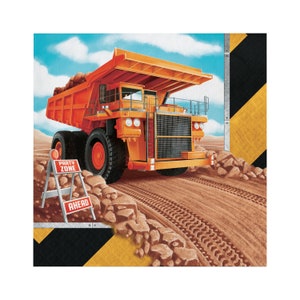 16 Large Construction Truck Napkins, Construction Birthday, Dump Truck Napkin, Construction Party, Truck Birthday Napkin, Under Construction