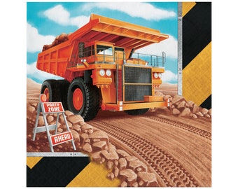16 Large Construction Truck Napkins, Construction Birthday, Dump Truck Napkin, Construction Party, Truck Birthday Napkin, Under Construction