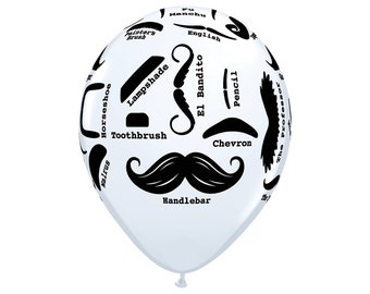 Five Mustache Balloons Latex, Mustache Party, Little Man Party, Handlebar Mustache Balloon, Baby Boy Balloon, Baby Shower Balloon Party