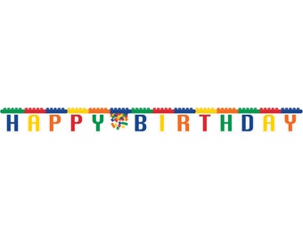 7 foot Brick Banner, Construction  Blocks, Construction Bricks, Building Bricks, Colorful Bricks, Block Decorations, Birthday Block Banner