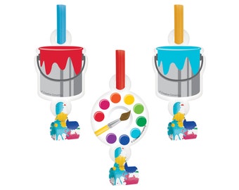8 Art Party Blowouts, Paint Party Favors, Paint Splatter, Splatter Party, Art Birthday, Art Themed Party, Art School, Art Party Favors