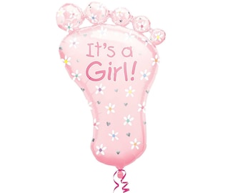 Its A Girl Foot Balloon Foil Mylar 34", Baby Shower Balloon, Stork Balloon, Welcome Baby, Baby Feet Balloon, Baby Foot Ballon, Pink