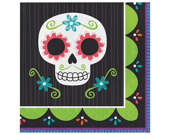 16 Large Day of the Dead Napkin, Party Napkin, Sugar Skull Napkins, Halloween Napkin, Halloween Party, Halloween Tableware
