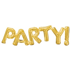 Gold Party Balloon Foil Mylar 33 x 9&quot;, Party Letters, Party Script, Bachelorette Party, Gold Letters, Bridal Shower, Birthday Party