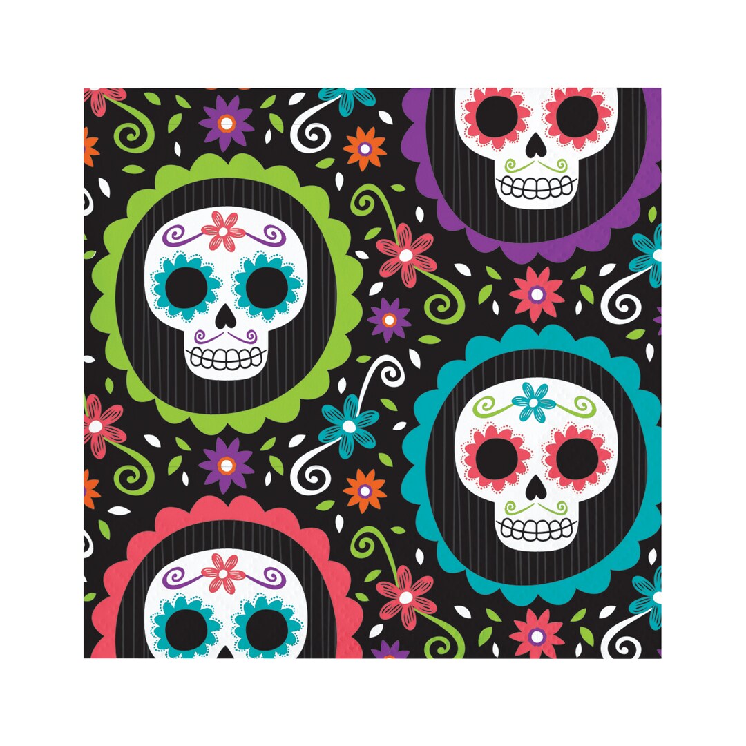 16 Small Day of the Dead Napkin Party Napkin Sugar Skull Etsy