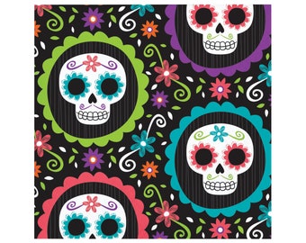 16 Small Day of the Dead Napkin, Party Napkin, Sugar Skull Napkin, Halloween Napkin, Halloween Party, Halloween Tableware