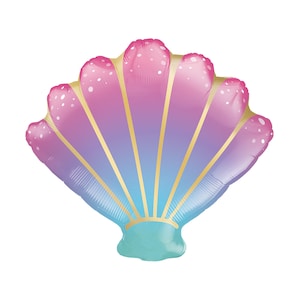 Seashell Balloon 21&quot;, Mermaid Party, Beach Party, Shark Themed Party, Tropical Luau Party, Ocean Party, Sea Shell Balloon, Mermaid Shower