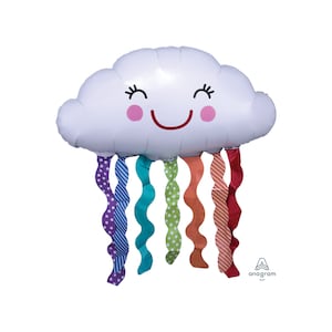 Rainbow Cloud Balloon Foil Mylar 30&quot;, Baby Shower, Birthday Party, Rainbow Balloon, Baby Birthday, Rainbow and Clouds, 1st Birthday