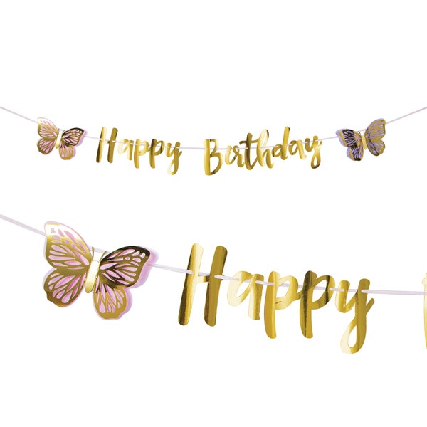 Happy Birthday Butterfly Banner 7', Pastel Butterfly, Butterfly Party, Butterfly Baby Shower, Butterfly Birthday, Butterfly Decorations