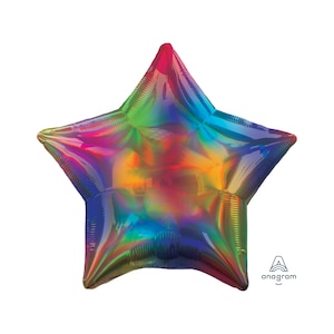 Iridescent Rainbow Star Balloon 19&quot;, Wedding Day, Birthday Party, Baby Shower, Bachelorette Party, Rainbow Balloon, Bridal Shower