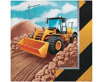 16 Small Construction Truck Napkins, Construction Birthday, Bulldozer Napkins, Construction Party, Truck Birthday Napkins, Truck Party