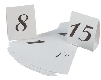 15 Seating Table Cards, Numbers 1 - 15, Printed on Both Sides, Cards Folded are 5" x 5" x 2.25", Weddings, Anniversaries, Birthday Party