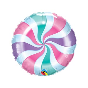 Pastel Candy Swirl Balloon 18&quot;, Christmas Balloon, Christmas Decor, Office Christmas Party, Holiday Balloon, Christmas Candy, Holiday Party