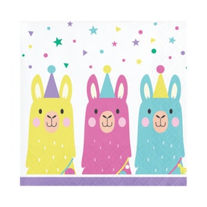 16 Small Llama Napkins, Llama Party Napkins, Llama Decor, Llama Birthday, Llama Baby Shower, Alpaca Party, Fiesta Party, Cactus Party Napkin