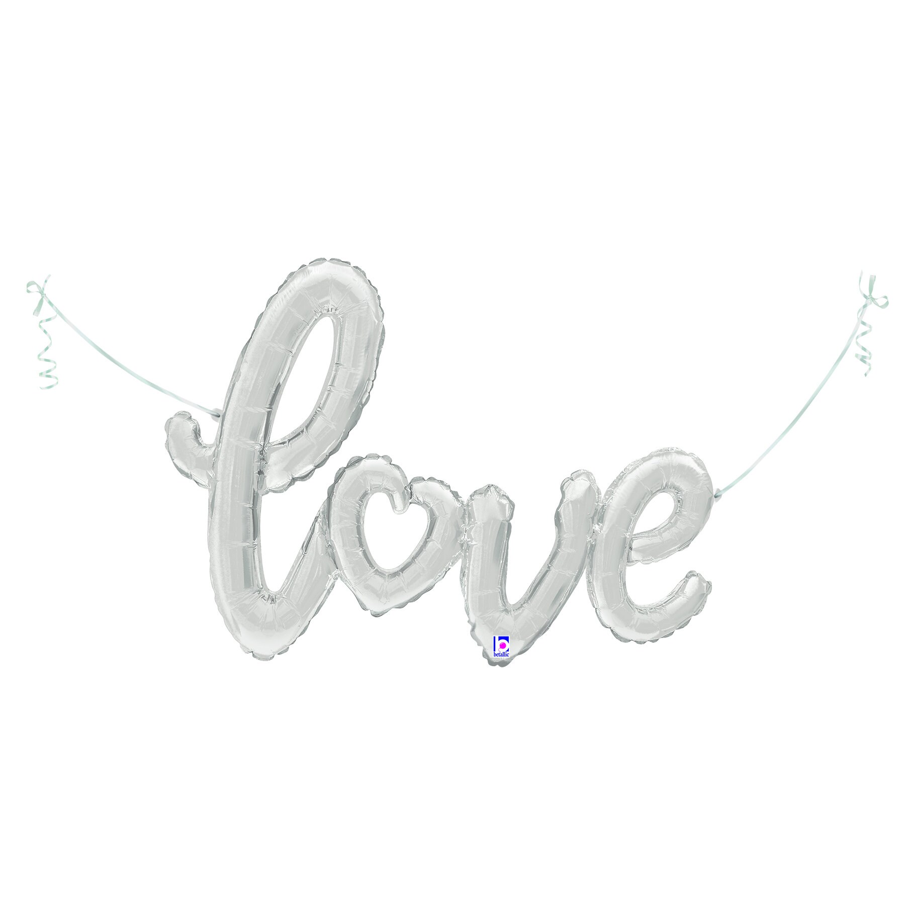 Silver Love Balloon Foil Mylar Balloon 47", Bridal Shower Balloon, Valentines Day, Wedding Balloons, Silver Love Script Balloon, Birthday