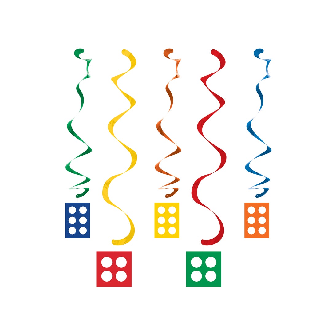 Set of 5 Block Decorations, Block Party, Construction Bricks