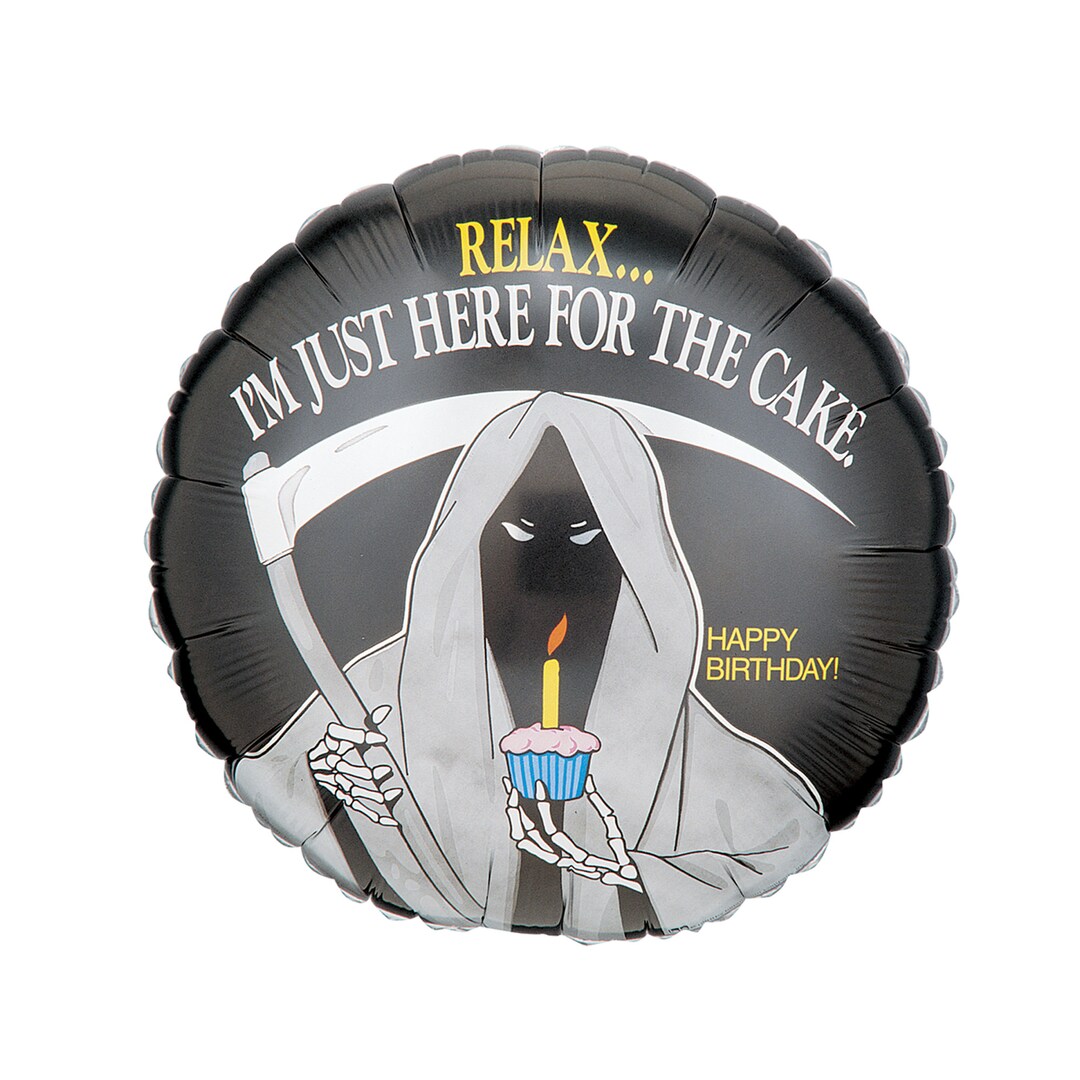 Grim Reaper Birthday Balloon 18, Just Here for the Cake, Getting Older ...