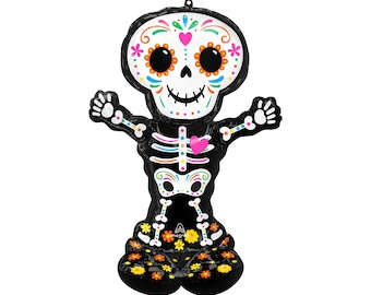 Day of the Dead Balloon Air Only 52", Trick or Treat, Sugar Skull Balloon, Halloween Party, Dia de los muertos, Halloween Skeleton Balloon