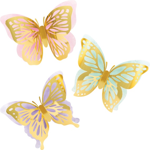Blustrio 12 Pcs Large Butterfly Birthday Party Decorations, 3D Butterfly Wall Decor, Mariposas Decorativas Para Fiesta for Girls Butterfly Baby
