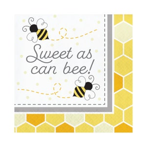 16 Large Sweet As Can Be Napkins, Bumble Bee Napkin, Bee Party, Bee Baby Shower, Bumble Bee Birthday, Bumblebee Party, Bee Birthday