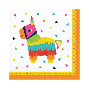 16 Large Fiesta Napkins, Taco Party, Llama Party, Pinata Napkins, Cinco De Mayo, Fiesta Birthday, Fiesta Decorations, Mexican Fiesta