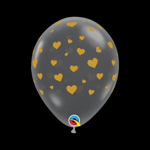 Five Clear Gold Hearts Balloons, Baby Shower Balloon, Valentine&#39;s Day Balloon, Anniversary Balloon, Bridal Shower Balloon, Love You