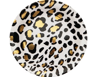 8 Leopard Plates 7", Leopard Pattern, Leopard Party, Leopard Decorations, Leopard Birthday, Animal Print, Safari Party, Leopard Print Plates