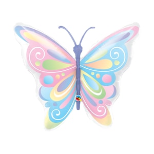 Rainbow Pastel Butterfly Balloon 40&quot;, Luminous Butterfly, Birthday Butterfly, Baby Shower Butterfly, iridescent Balloon, Fairy Balloons