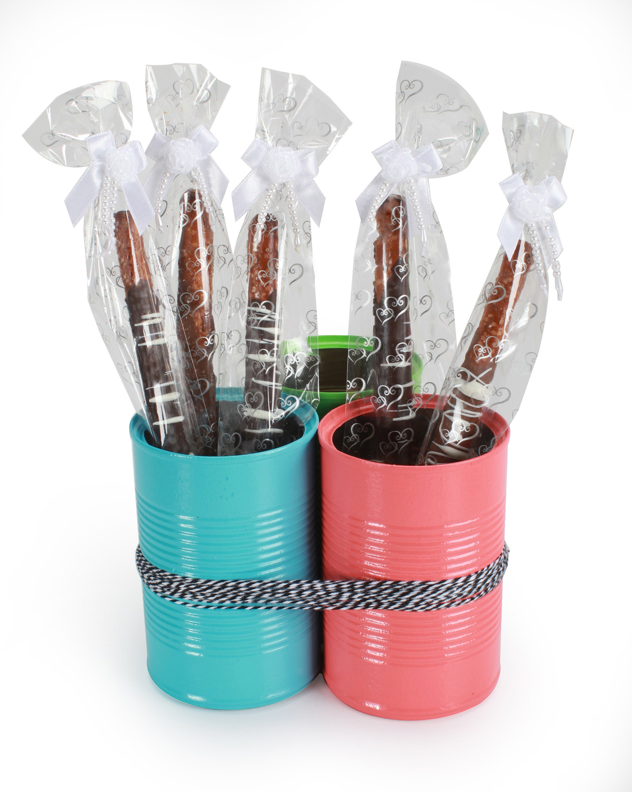 25 Pretzel Rod Treat Bags with Double Silver Hearts 2 x Etsy