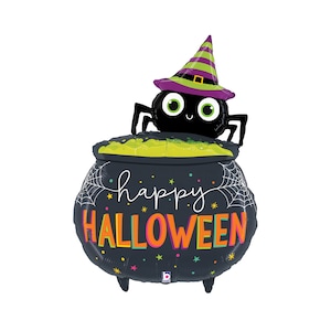 Happy Halloween Spider Cauldron Balloon 34&quot;, Halloween Party, Halloween Witch, Trick or Treat, Halloween Decoration, Halloween Balloon