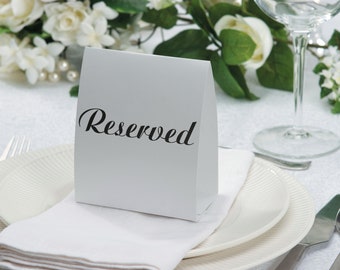 Reserved Seating Table Cards, Printed on Both Sides, Cards Folded are 5" x 5" x 2.25", Weddings, Anniversaries, Birthday Party, Events
