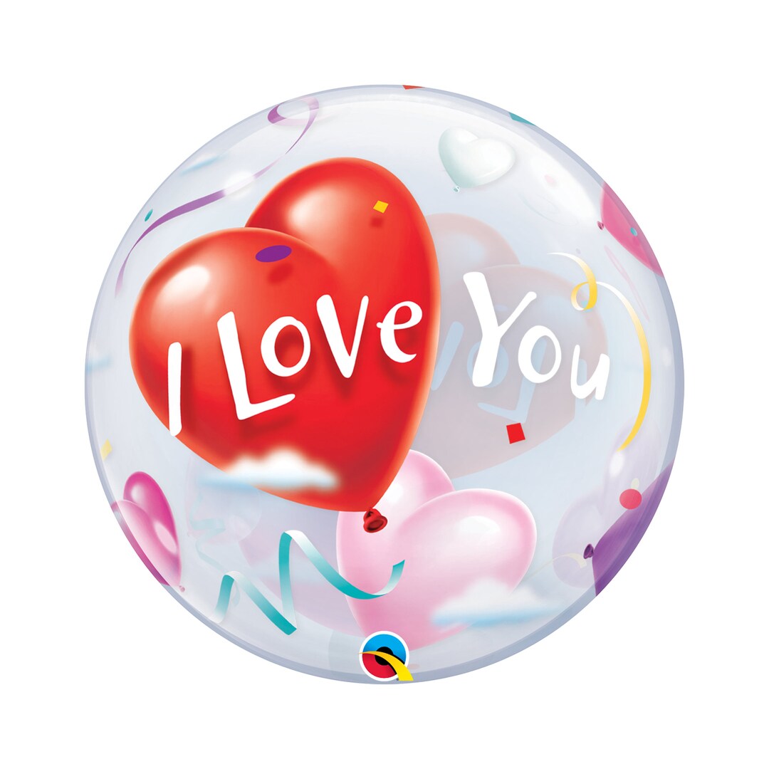 Round Bubble I Love You Hearts Balloon Foil Mylar 22", Red Heart ...
