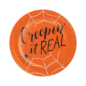 8 Creepin It Real Plate 7&quot;, Trick or Treat, Halloween Plate, Halloween Party, Halloween Tableware, Cobwebs, Spiderweb