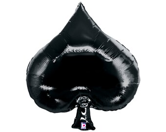 May include: Black foil balloon shaped like a spade playing card.