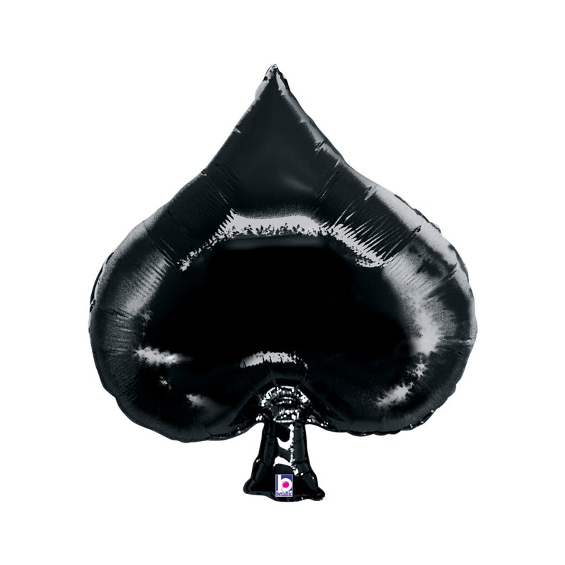 May include: Black foil balloon shaped like a spade playing card.