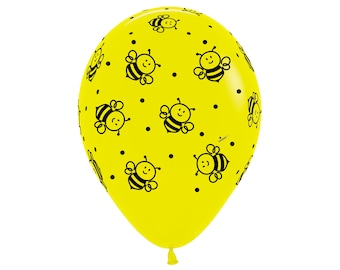 Five Bumble Bee Balloons Latex, Baby Shower Balloon, Queen Bee Balloon, Bee Birthday Party, Gender Reveal Party, Honey Bee Balloon Party