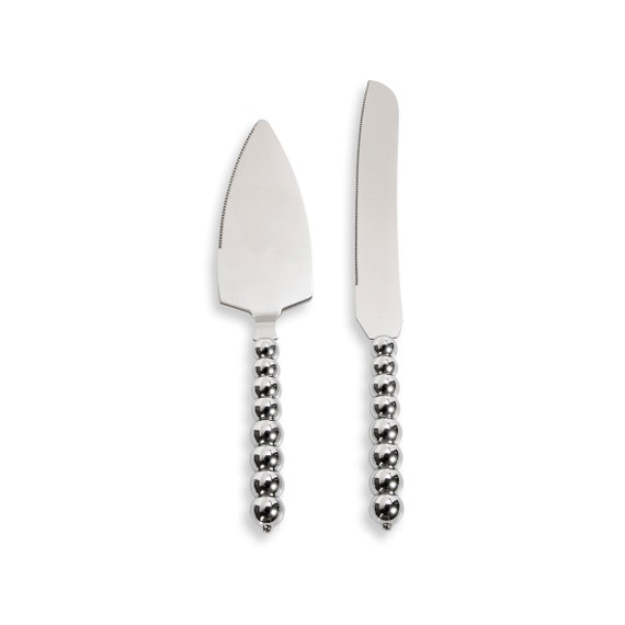 Silver Wedding Cake Server And Knife Set Ball Handel Design Etsy