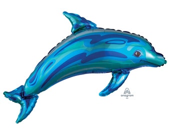 Jumbo Blue Dolphin Balloon 37", Baby Shower, Hawaiian Luau Party, Fish Balloons, Beach Party, Mermaid Party, Summer Fun