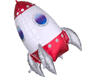 Rocket Balloon 29", Spaceship Balloon, Space Rocket Balloon, Outer Space Balloon, Astronaut Balloon, Space Party Balloon, UFO Balloon