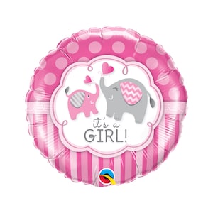 Elephants Its A Girl Balloon Foil Mylar 18&quot;, Elephant Baby Shower, Elephant Balloon, Pink Elephant, Baby Elephant, Baby Reveal Party