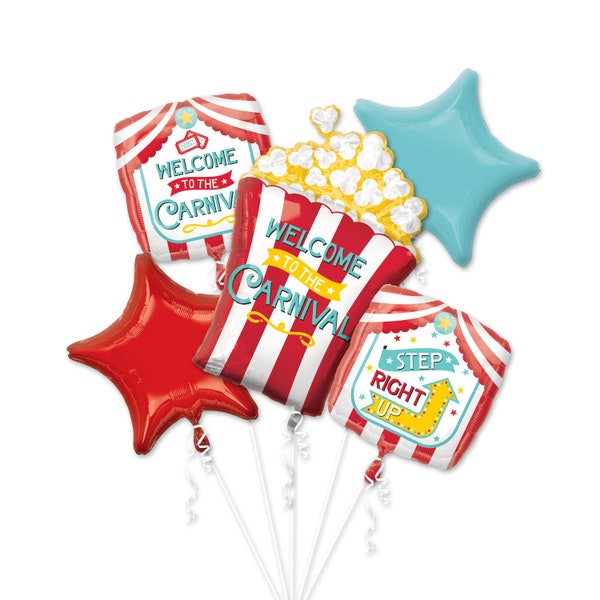 29" Carnival Popcorn Bouquet Balloons, Circus Balloon, Carnival Balloon, Night Out Balloon, Birthday Party Decor, Carnival Party Decorations