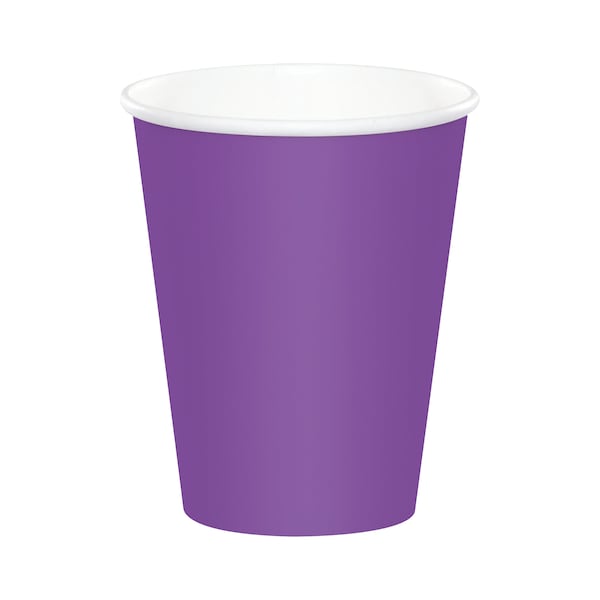 24 Purple Paper Cups 9 oz, Baby Shower Cups, Halloween Party Cups, Purple Decorations, Halloween Cups, Purple Party Cup, Violet