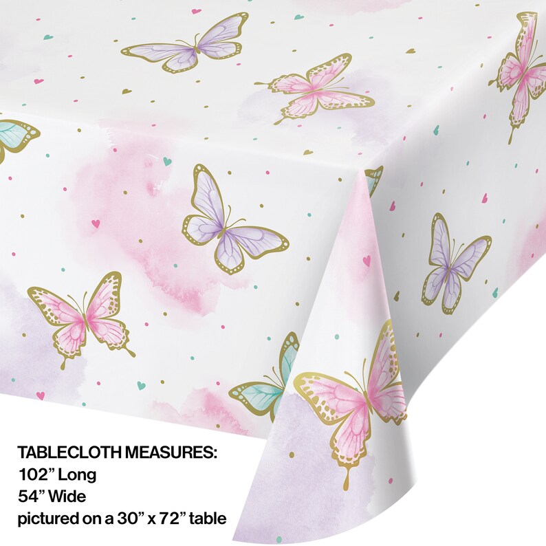 Butterfly Tablecloth, Pastel Butterfly, Butterfly Party, Butterfly Baby Shower, Butterfly Birthday, Butterfly Decor, Butterfly Table Cover image 2