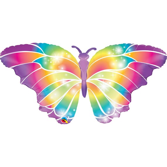 Rainbow Butterfly Balloon 44", Luminous Butterfly, Birthday Butterfly, Baby Shower, iridescent Balloon, Fairy Balloons, Glowing Butterfly